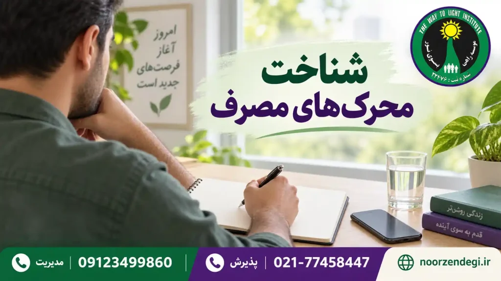 مردی در حال یادداشت کردن موقعیتها و احساسات مرتبط با میل به مصرف